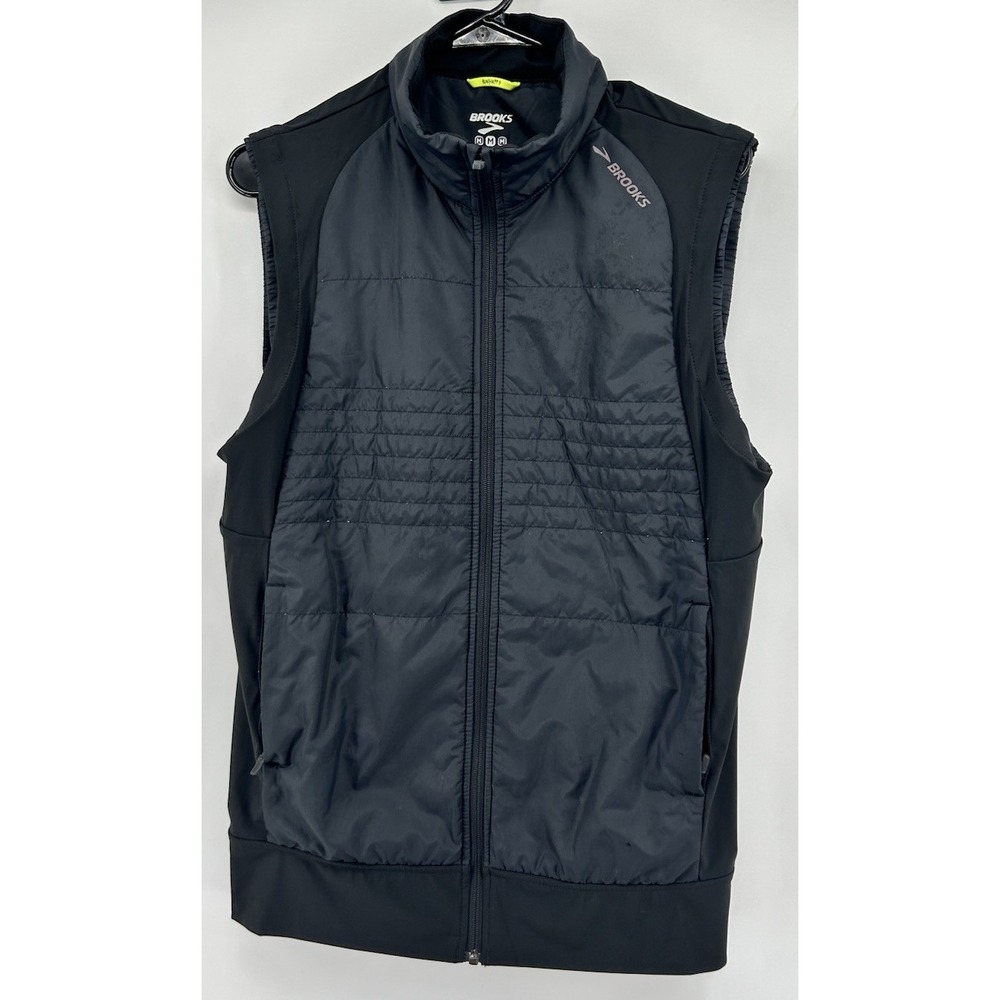 Brooks Cascadia Thermal Vest Full Zip Textured Quilted Upper Black Men's Medium